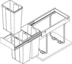 Cos gunoi incorporabil GTV Practi Eco, colectare selectiva, pentru corp de 450 mm, gri antracit, 2 x 10 l + 1 x 20 l Gri antracit, Plastic, L:415 mm;