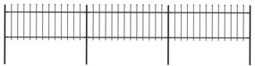 Gard de gradina cu varf sulita, negru, 5,1 x 0,8 m, otel 1, 0.8 m, 5.1 m