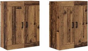 vidaXL Cabinet suspendat Pe perete 2 pcs Lemn vechi 69,5 x 34 x 90 cm