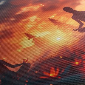 Tablou - Yoga în natură (cu ceas) (90x30 cm)