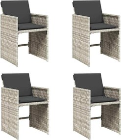 vidaXL Fotolii de grădină cu perne, 4 buc., gri deschis, poliratan