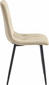 OFERTA Scaun de dining din catifea bej deschis LIBRA cu picioare negre II. calitate