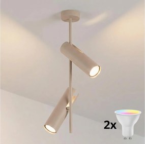 Brilagi - Lustru LED RGBW reglabil pe tijă BRANCH 2xGU10/6,5W/230V bej
