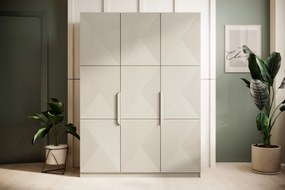 Dulap Asha 150 cm cu cu trei uși mânere metalice - cașmir / mânere cașmir