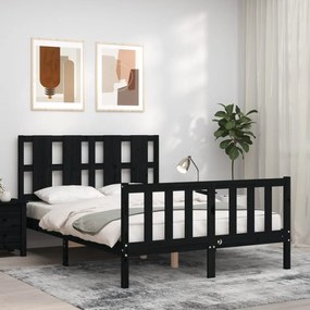 3192235 vidaXL Cadru de pat cu tăblie, negru, 140x200 cm, lemn masiv