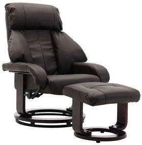 248675 vidaXL Fotoliu TV rabatabil cu taburet, maro, piele ecologică