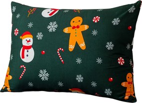 Fata de perna din microfibra SNOWMAN AND GINGERBREAD 50x70 cm, verde