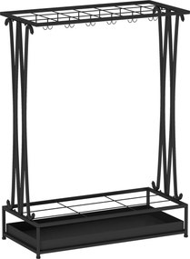 HOMCOM Suport pentru Umbrele din Oțel cu Tavă de Scurgere Detașabilă, 50x24x68 cm, Negru | Aosom Romania