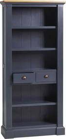 Bibliotecă lemn masiv natur London Albastru/, 90 × 33 × 200 cm