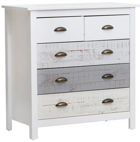 Comodă cu 4 sertare Marckeric Romantica, 79 x 80 cm, alb - gri