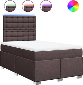 vidaXL Pat box spring cu saltea, maro închis, 120x190 cm, textil