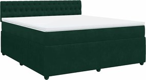 vidaXL Pat box spring cu saltea, verde închis, 180x200 cm, catifea