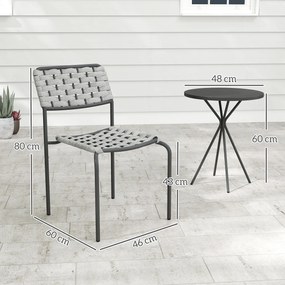 Outsunny Set mobilier grădină din poliratan, lounge exterior mobilier balcon pentru 2 persoane, 3 piese, 2 scaune, masă, gri | Aosom Romania
