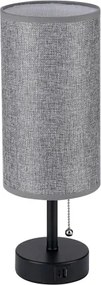 Brilagi - Lampă de masă cu port USB TABLON 1xE27/25W/230V negru/gri