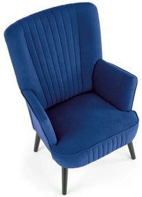 Fotoliu tapitat Delgado velvet bleumarin – H100 cm