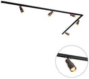 Sistem de iluminat pe șină modern cu 5 spoturi bronz închis monofazat - Iconic Kohua