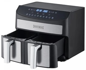 Friteuza cu aer cald Royalty Line RL-AF5409 2400W, 8 l, 2 cosuri, 10 programe, Timer, Auto shut-off, Negru