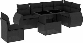 vidaXL Set canapele de grădină cu perne, 7 piese, negru, poliratan