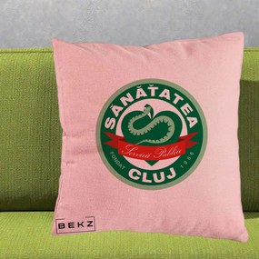 Perna Personalizata Sanatatea Cluj Servicii Publice 1986, 40x40 cm, Roz, Husa Detasabila, Perna Inclusa, BEKZ®