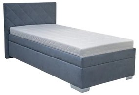 Pat tapițat LANA 90x200 cm cu spațiu de depozitare și saltea inclusă, albastru