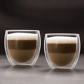 Pahar din sticla pentru cappuccino cu perete dublu - 250 ml - 2 buc cutie