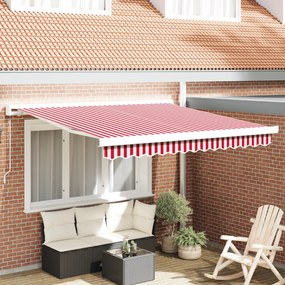 vidaXL Marchiză Manuală Retractabilă în Dungi Roșii și Albe 300x250 cm