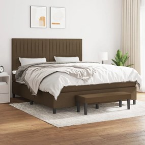 vidaXL Pat box spring cu saltea, maro închis, 160x200 cm, textil