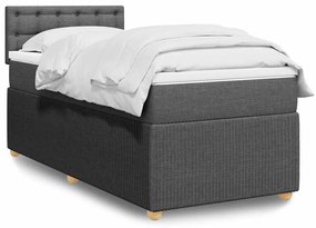 vidaXL Pat box spring cu saltea, gri închis, 100x200 cm, textil