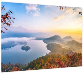 Tablou pe sticlă - Lacul Bled (70x50 cm)