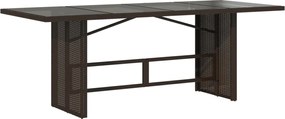 vidaXL Masă de grădină cu blat din sticlă maro 190x80x75 cm poliratan