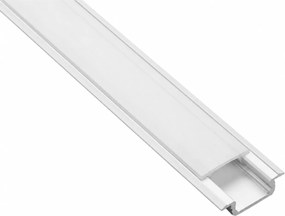 Set profil LED incastrat Glax GTV, din aluminiu, alb, cu guler lateral si dispersor alb mat, 2 m Aluminiu, L:2000 mm; l:22 mm; H:6.2 mm, Alb, Glax, 10