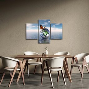 Tablou cu fluture pe bilă din sticlă (90x60 cm)