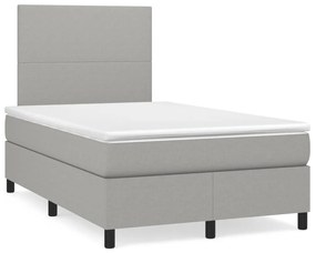 vidaXL Pat box spring cu saltea, gri deschis, 120x190 cm, textil