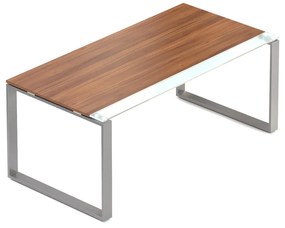 Masa Creator 180 x 90 cm, baza gri, 2 picioare, nuc