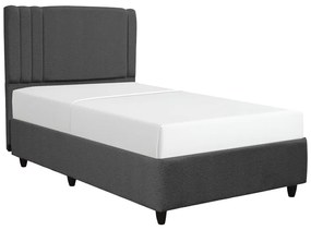 Pat Pentru O Persoana Landos Cu Spatiu Depozitare Si Tapiterie Textila Boucle Gri Antracit 120x200 Cm