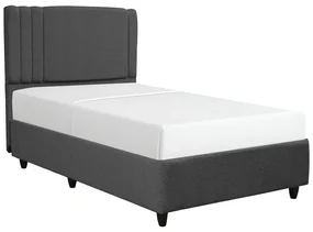 Pat Pentru O Persoana Landos Cu Spatiu Depozitare Si Tapiterie Textila Boucle Gri Antracit 120x200 Cm
