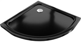 Mexen Flat cabină de duș semicirculară slim 100 x 100 cm, negru, sifon crom