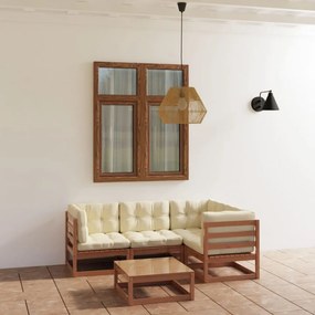 Set mobilier de grădină cu perne, 5 piese, lemn masiv pin
