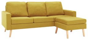 288729 vidaXL Canapea cu 3 locuri și taburet, galben, material textil