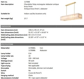Lustra eleganta design LUX Ruby rectangular