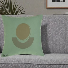 Perna Decorativa Geometric Boho Luna si Disc, 40x40 cm, Verde, Husa Detasabila, Perna Inclusa, BEKZ®