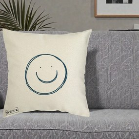 Perna Decorativa Smile Desen Minimalist, 40x40 cm, Ecru, Husa Detasabila, Perna Inclusa, BEKZ®