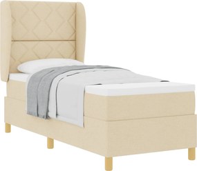 vidaXL Pat cu arcuri cu saltea cu headboard Crem 200 x 80 cm țesătură