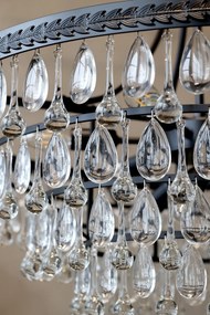 Candelabru din sticlă, cu piese în formă de picătură, 9 surse de lumină, "Versailles"