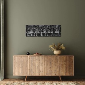 Tablou - Mașină roșie, retro (cu ceas) (90x30 cm)