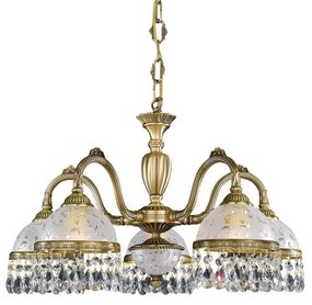 Candelabru 5 brate design clasic realizat manual din alama si Cristal Scholer 6200