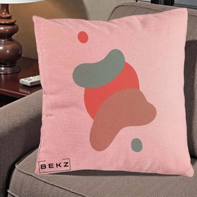 Perna Decorativa Abstract Forme Fluide Coral, 40x40 cm, Roz, Husa Detasabila, Perna Inclusa, BEKZ®