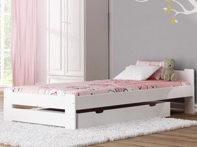Pat din lemn Niwa 90x200 alb cu somieră