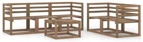 Set mobilier de gradina, 6 piese, maro, lemn de pin tratat 4x colt + mijloc + suport pentru picioare, 1