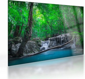 Tablou pe sticlă - Cascada Erawan, Kanchanaburi, Thailanda (70x50 cm)